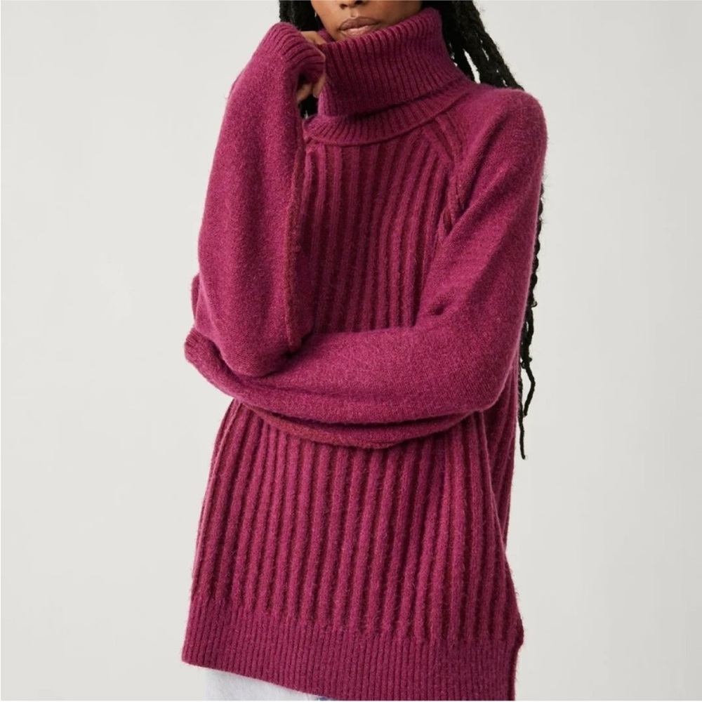 Free People Big City Turtleneck Sweater In Mulberry‎ Garnet Size Medium NWT